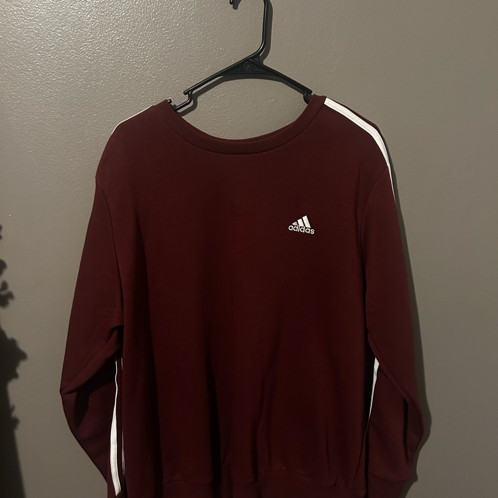 Adidas Burgundy Sweatshirt with White Stripes